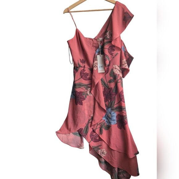 NWT Keepsake Floral Asymmetrical Chiffon Dress L - Picture 14 of 16